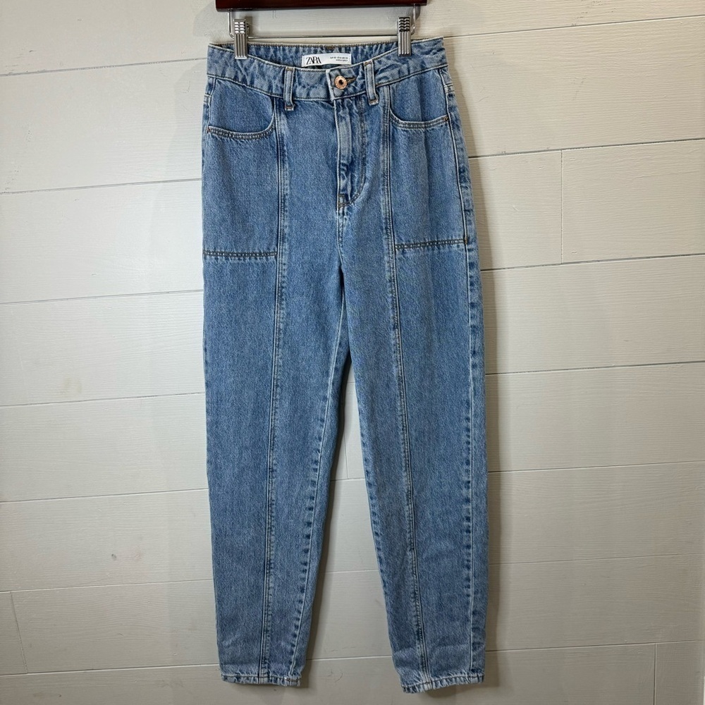 Zara Blue High-Waisted Denim Pants
